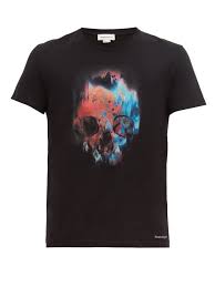 Abstract Skull Print Cotton T Shirt Alexander Mcqueen