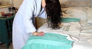 How To Plop Your Curly Hair Using A Cotton T Shirt Cool Creativities Tshirt Hair Wrap Hair Plopping Shirt Curly Hair
