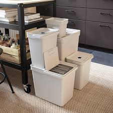 Hallbar Bin With Lid Light Gray Lower Outer Measure Depth 12 5 8 Ikea Ikea Garbage Recycling Ikea Storage