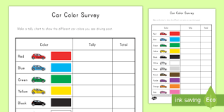 Car Color Survey Activity Color Tally Car Counting
