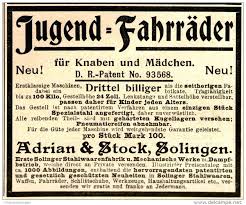 Original Werbung Anzeige 1897 Jugend Fahrrader Adrian Stock Solingen Ca 90 X 75 Mm Printwerbung Jugendliche Werbung