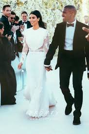 Wedding dress by anne barge. Kim Kardashian Lace Mermaid Celebrity Wedding Dress Promfy