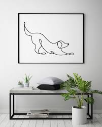 Abstract Dog Print Single Line Drawing Minimalistic Art Animals Wall Decor One Line Art Continuous Line Dog Poster Black And White Animal Wall Decor Dog Line Art Single Line Drawing