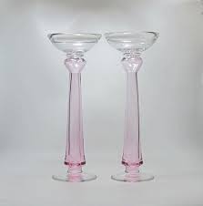 Pair pink glass jar tealight candle holder pots set 2 vintage girly home gift. Vintage Pink Cranberry Art Glass Candlestick Candle Holders Etsy Glass Candlesticks Glass Candlestick Holders Candlesticks