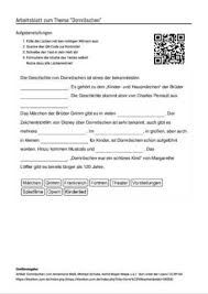 Arbeitsblatt Mit Luckentext Zum Thema Dornroschen Arbeitsblatter Unterricht Schule Arbeit