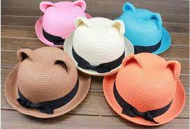 Cute Kitten Cat Ear Straw Hat Cat Ears Hat Cute Japanese Cat Ears