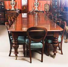 19th Century Victorian Flame Mahogany Dining Table And 14 Antique Chairs Mahogany Dining Table Dining Table Antique Dining Tables