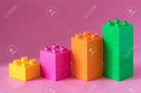 lego chart isolated on pink background closeup