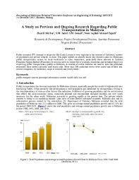Prediction of traveling behavior in putrajaya, malaysia. Doc A Study On Previous And Ongoing Research Regarding Public Transportation In Malaysia Noor Aqilah Academia Edu