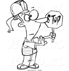 A few of the drawings of the heavy equipment are a bit pixelated, as though they were englarged from smaller art. Vector Of A Cartoon Traffic Girl Construction Worker Stopping Outlined Coloring Page By Toonaday 24436