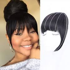 For a short wavy hairstyle, tousled bangs look best for a relaxed look. Amazon Com Clip In Bangs Natural Black Bangs Clip In Fringe Hair Extensions 100 Remy Human Hair With Temples Natural Color For Women Beauty
