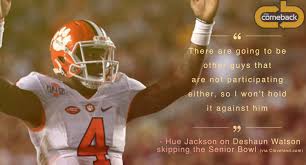 Clemson sophomore quarterback deshaun watson is on the regional cover of the new sports illustrated magazine for nov. Deshaun Watson Declined The Browns Request To Play In The Senior Bowl