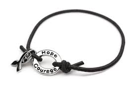 By ribbon color & cancer type. Black Awareness Stretch Charm Bracelet