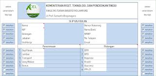 Aplikasi excel cetak slip gaji versi excelmaniacs terdiri dari beberapa menu atau tab user interface atau halaman antar muka pengguna seperti terlihat pada gambar di atas, antara lain: Aplikasi Excel Cetak Slip Gaji Excelmaniacs