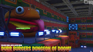 Durr burger isn't a landmkar location so you won't see it's name on the fortnite map. Durr Burgers Dungeon Of Doom Benc078 Fortnite Creative Map Code