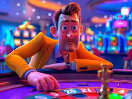 3d cartoon rendering of person playing in a casino | AI-generated image