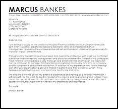 Hospital Pharmacist Cover Letter Sample Cover Letter Templates Examples