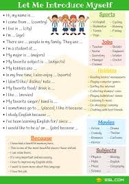 How To Introduce Yourself In English Self Introduction 7 E S L English Teaching Materials English For Beginners Teach English To Kids