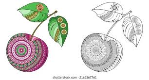 Cherry Doodle Pattern Zentangle Decorative Element Stock Vector (Royalty  Free) 2101804021