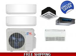 Ductless or mini split system air conditioners are used in homes, offices, and institutions. Ceiling Cassette Mini Split Heat Pumps Ductless Air Conditioner Units