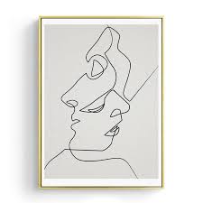 Black And White Kiss Canvas The Kiss One Line Drawing Minimalist Wall Art Canvas Printings Minimalist Wall Art Canvas Wall Art Drawings