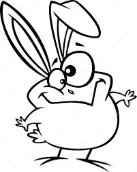 Vector Van Een Cartoon Goofy Pasen Chick Met Bunny Oren Overzicht Kleurplaat Vectorafbeelding Door C Ronleishman Vectorstock 14004996
