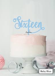 Happy sweet 16 birthday cake topper, personalized cake topper, 16th birthday custom cake topper gold glitter, custom text cake topper. Sixteen Swirly Font 16th Birthday Cake Topper Lissielou