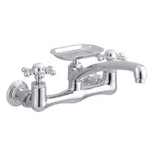 Kohler kitchen faucets ensure enhanced performace and thoughtful design. Kohler K 149 3 Cp Antique Wall Mount Kitchen Faucet W 8 Swing Spout Polished Chrome Faucetdepot Com
