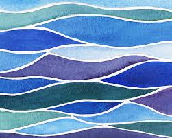 Teal Blue And Purple Abstract Ocean Waves Watercolor Painting By Irina Sztukowski