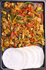 Sheet Pan Chicken Fajitas So Easy To Make In The Oven As A One Pan Meal Served With Hot Flour Tortillas Chicken Fajitas Oven Recipes Fajita Recipe