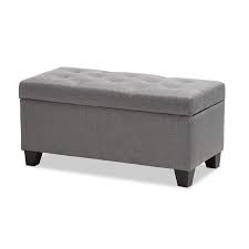 Baxton Studio Michaela Modern Grey Storage Ottoman Lowes Com In 2020 Grey Storage Ottoman Upholstered Storage Fabric Storage Ottoman