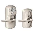 Latitude Satin Nickel Keypad Electronic Door Lever with Plymouth Trim Featuring Flex Lock 156747 Schlage