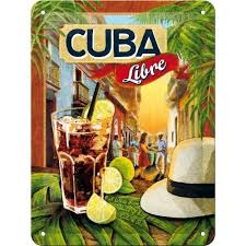 Cuba Libre Cocktail Rum Tiki Bar Pub Drink Retro Small 3d Metal Embossed Sign Cuba Libre Cuba Libre Cocktail Vintage Cuba