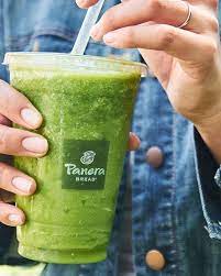 3/4 cup passion fruit juice (i used ceres brand) 1 small ripe peach, chopped Green Passion Smoothie Panera Green Smoothie Recipe Healthy Panera Options Panera Green Smoothie