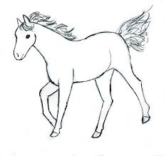 Create This Step By Step Horse Drawing To Begin Start With The Shape Of The Horse S Body It S An Oval Easy Horse Drawing Horse Drawings Horse Coloring Pages