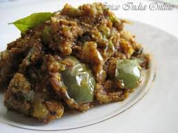 Green Brinjal Curry Spiceindiaonline Indian Food Recipes Vegetarian Green Brinjal Recipe Rice Side Dishes