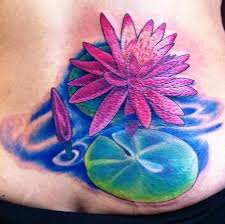 Black And White Lily Pad Tattoo Post Navigation Lily Pad Tattoo Lily Pad With Red Koi And Waves Tattoo Lower Back Tattoos Back Tattoos Tattoos For Daughters