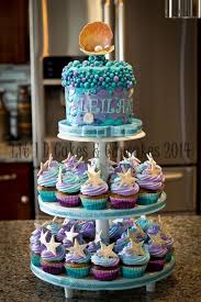 Under The Sea Cupcake Tower Birthday Cakes Sea Cupcakes Mermaid Cakes Sea Birthday Party