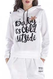 Baby It S Cold Outside Snowflake Printed Long Sleeve Hoodie Beautifulhalo Com