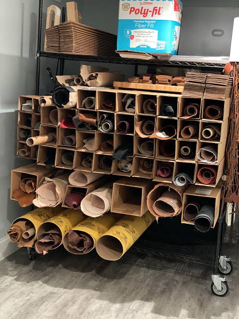 leather goods in shed