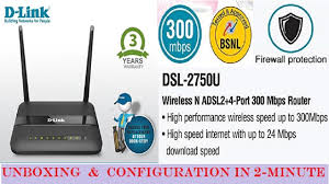 D Link Dsl 2750u N300 Adsl2 Modem Router Unboxing And Setup Guide Bsnl Broadband Configuration Youtube