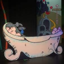 Jojo S Seussical Bathtub Painted Onto A Foam Insulation Panel Cutout Seussical Seussical Set Painting Bathtub