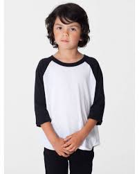 American Apparel Bb153w Toddler Poly Cotton 3 4 Sleeve T Shirt
