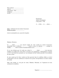 (précisez la nature du contrat). Modele Lettre De Resiliation D Un Contrat D Assurance Voiture Pour Vente