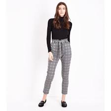 Cameo Rose Grey Prince Of Wales Check Paperbag Waist Trousers 20 Liked On Polyvore Featuring Pants Ligh Paperbag Waist Trousers Clothes Grey Pants Outfit