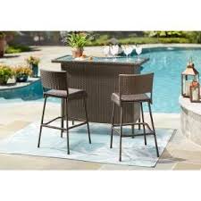 Perfect for both everyday use and for entertaining guests, outdoor bars are a quick and easy way to create an elegant home bar in any porch or yard. Hampton Bay Beverly 3 Piece Patio Bar Set 65 509462 At The Home Depot Mobile Outdoor Bar Furniture Outdoor Patio Bar Sets Outdoor Living Furniture