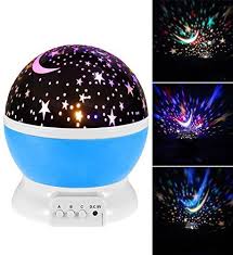 Baby Night Light Moon Star Rotating Projector Led Lamp 9 Color Changing Usb Or Battery Powered Blue Baby Night Light Starry Night Light Nursery Night Light