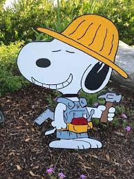 Peanuts Snoopy Fixer Upper Construction Yard Garden Lawn Wood Etsy Snoopy Peanuts Snoopy Yard Art