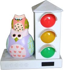 Amazon Com It S About Time Stoplight Sleep Enhancing Alarm Clock For Kids Purple Pink Owls Home Kitchen