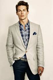 Black And White Check Coat Mens Mens Street Style Fashion Blue White Checkered Shirt Navy Blue Pants Jeans Beige Cream Coloured Blazer Jacket Pocket Well Dressed Men Mens Outfits Menswear